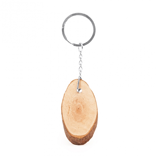 Budan Schlüsselanhänger aus Naturholz mit Metallring, Oval